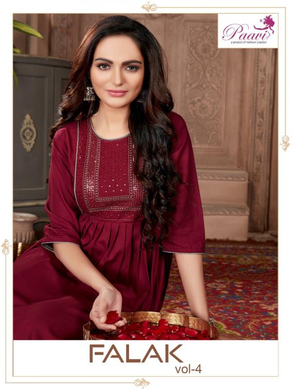 Paavi Falak 4 Fancy Wear Rayon Designer Long Kurti Collection